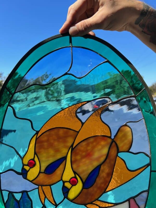 Beautiful Pair of Fish Stained Glass Window