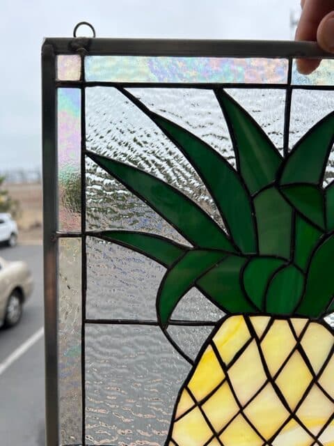 Fresh Cut Pineapple Stained Glass Window Panel
