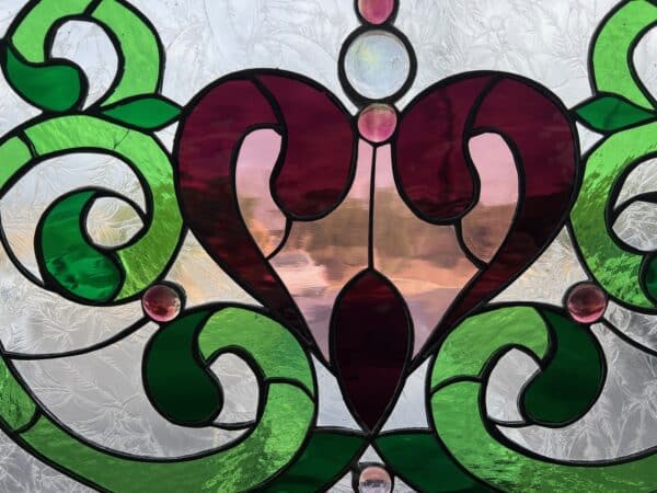 Victorian Heart Stained Glass Window Panel