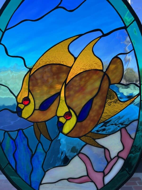 Tropical Fish Stained Glass Window Panel
