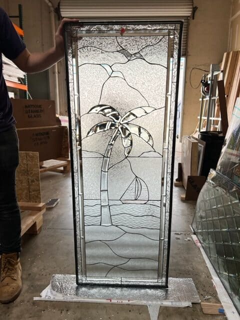 Installed Tempered Glass Unit Added To A Door - StainedGlassWindows.com