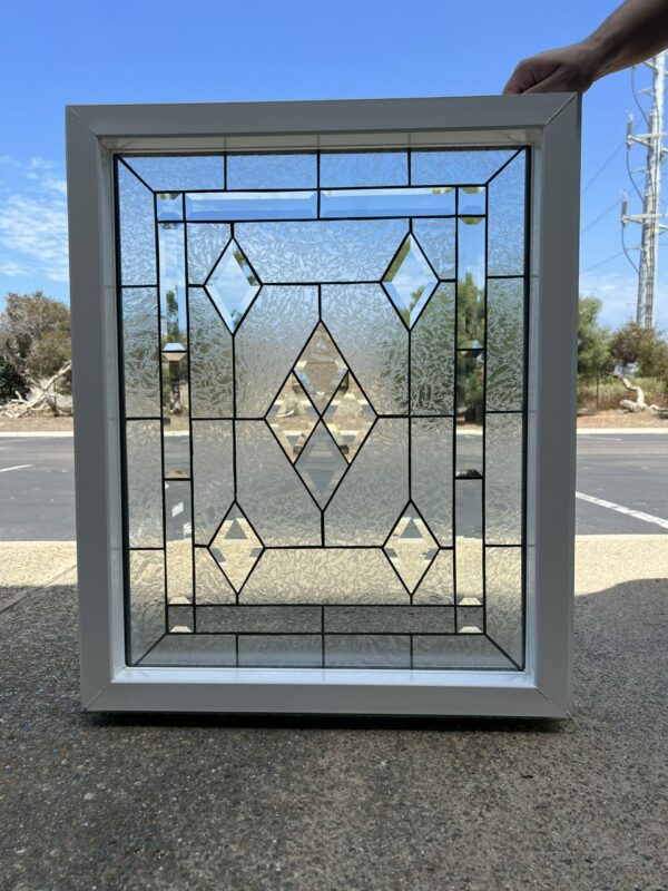 Vinyl Framed & Insulated Clear Beveled Diamond & Stained Glass Window
