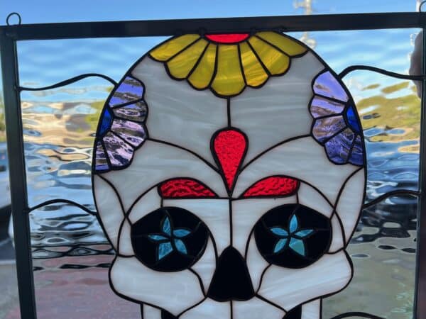The "Day of the Dead Skull Stained Glass Window"