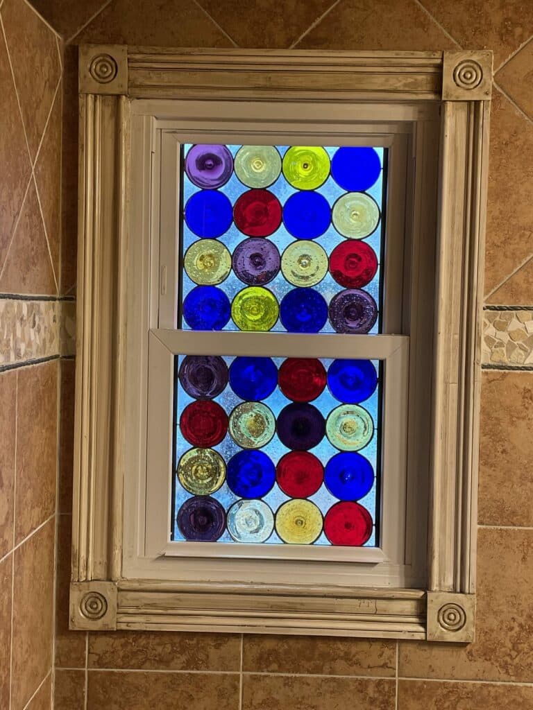 Colorful Classic Rondel Stained Glass Window Installed