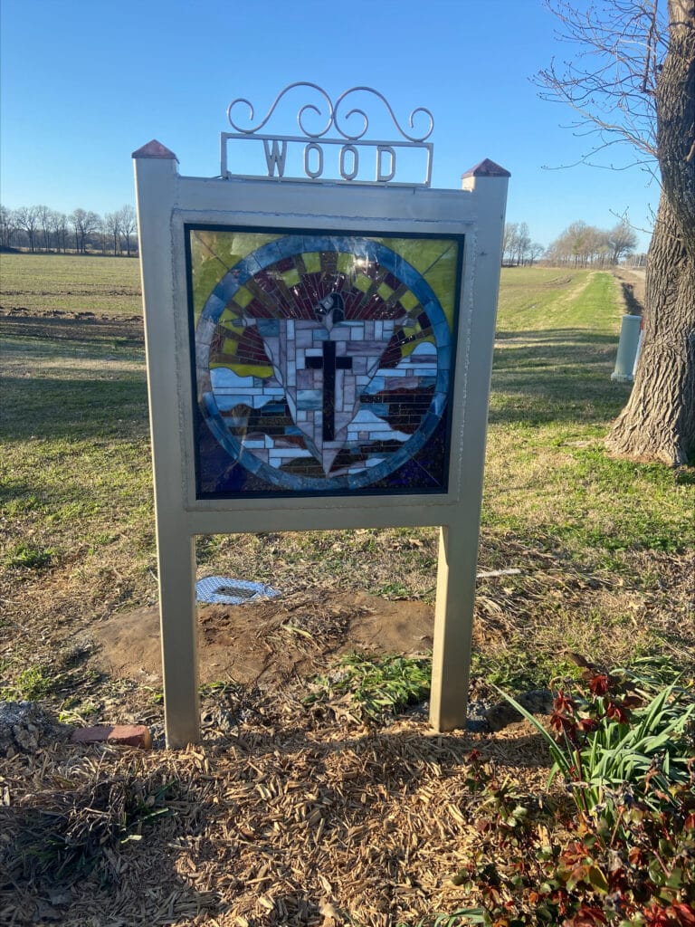 Mosaic of Christ Leaded Stained Glass Window Panel Installed
