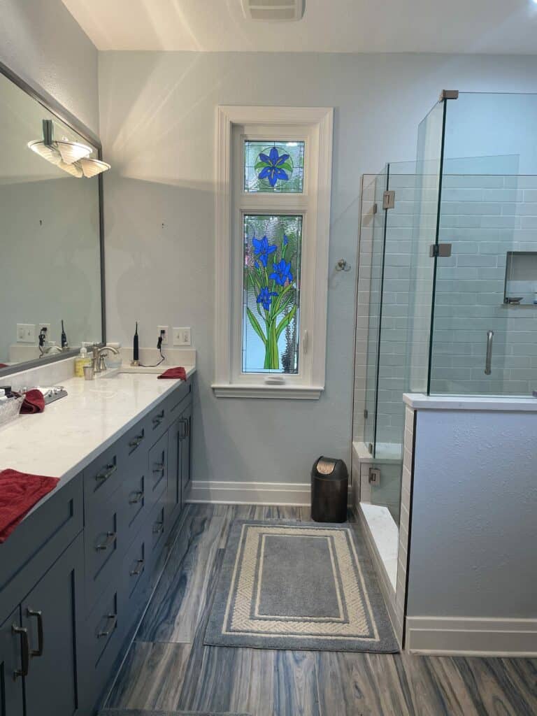 Waterglass Iris Stained Glass Window Panel Easy Install