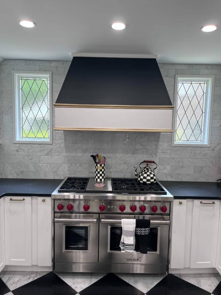 New kitchen with Tudor Style Stained Glass Windows