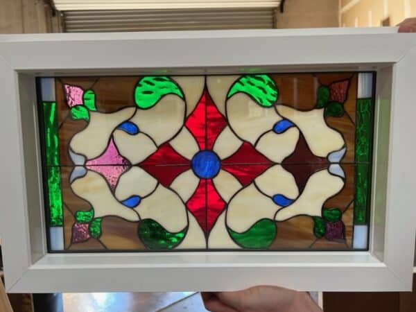 Elegant Victorian Stained Glass Window Vinyl Framed, Insulated/Triple Paned