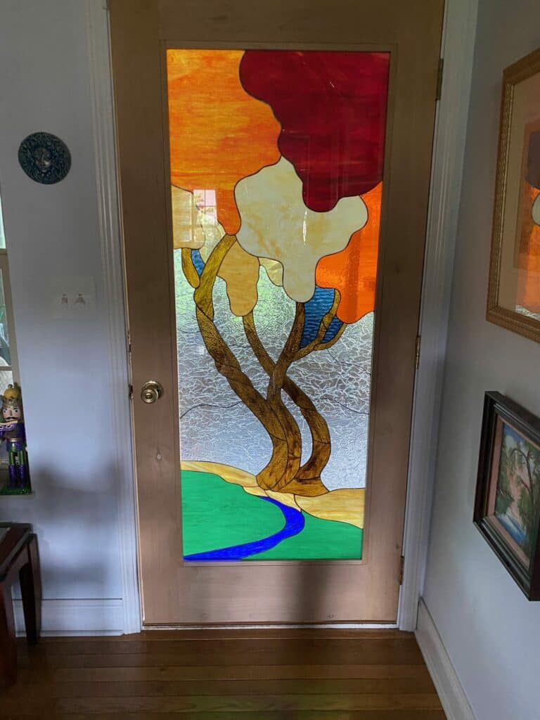 Stained Glass Door with Glue Chip Glass for Privacy!