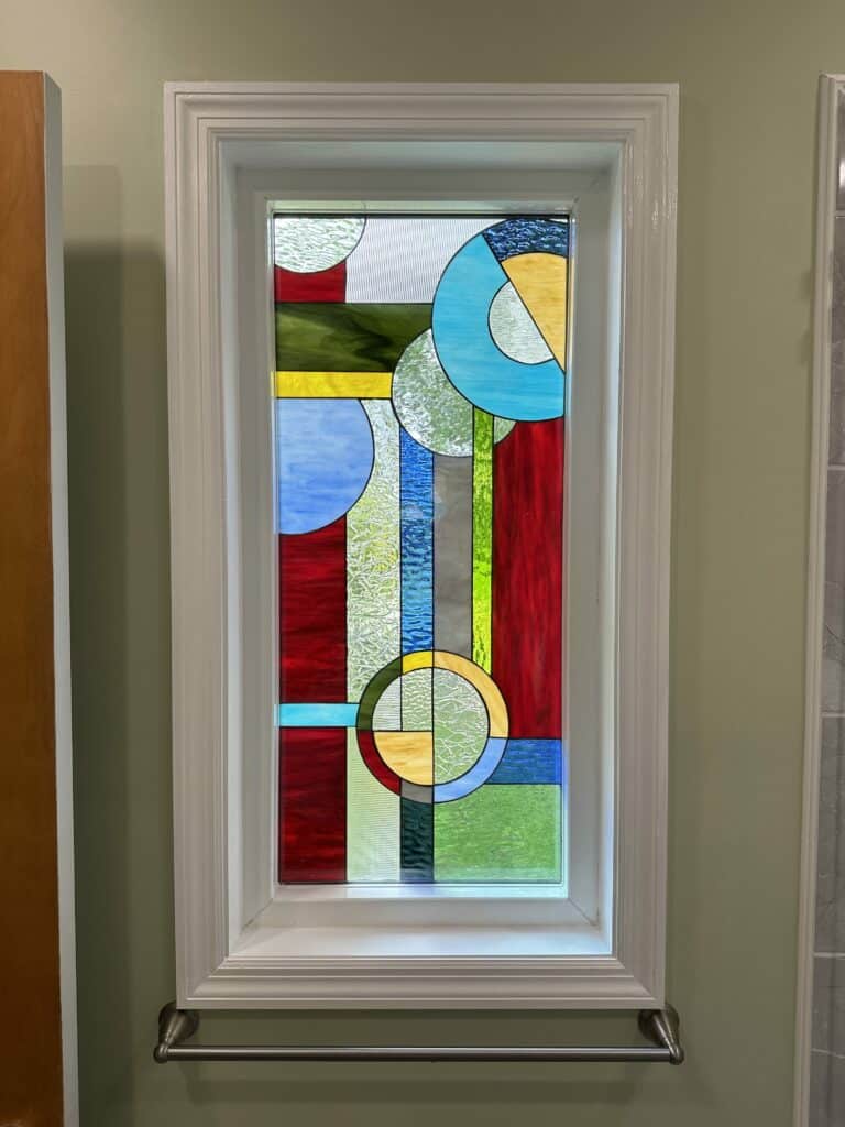 Awesome! Colorful Geometric Stained Glass Installed
