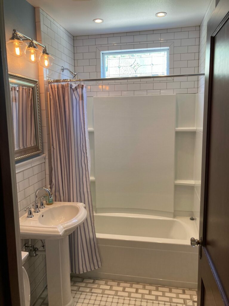 Beautiful Stained Glass Installed in a Shower