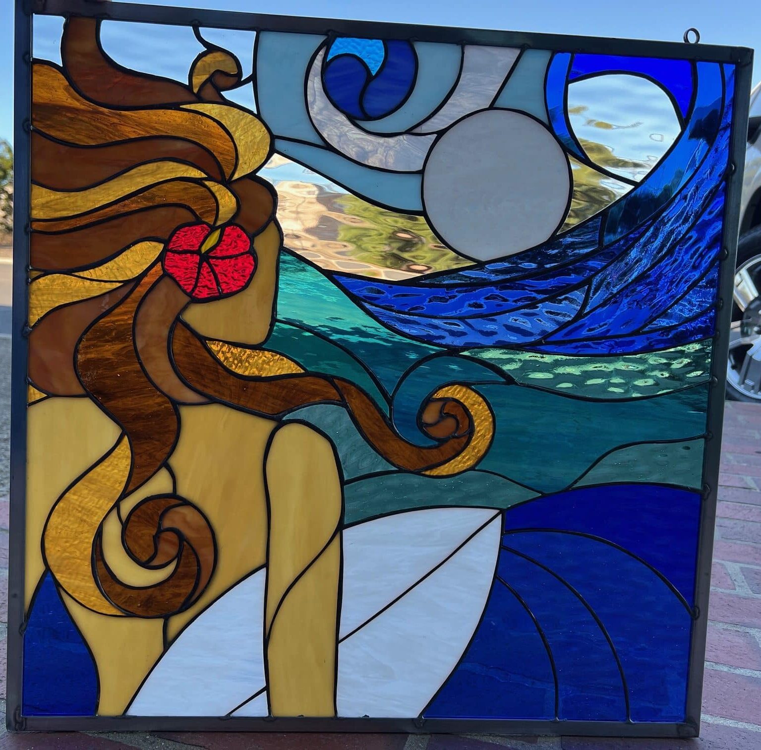 Beauty & The Beach! Stained Glass Window Panel