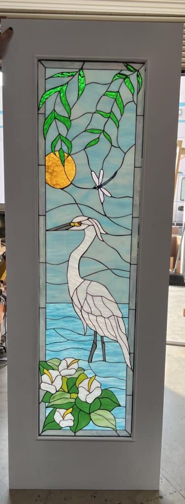 Interior door, triple pane stained glass custom made
