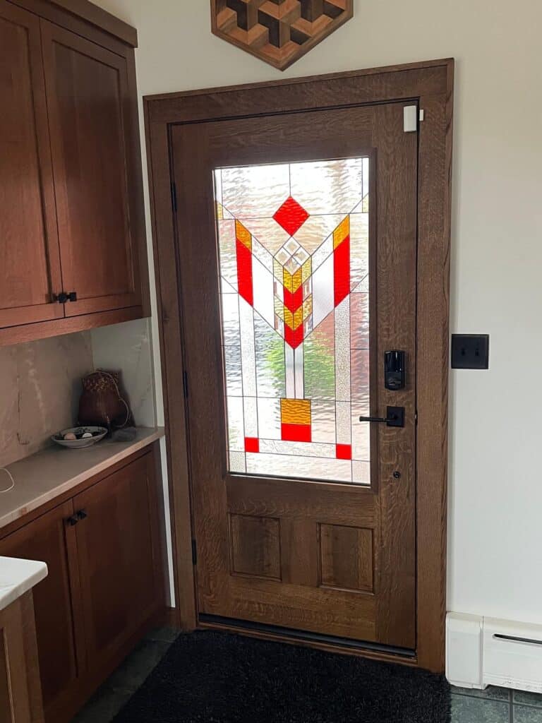 Beautiful Prairie Mission Style Stained Glass Door Insert