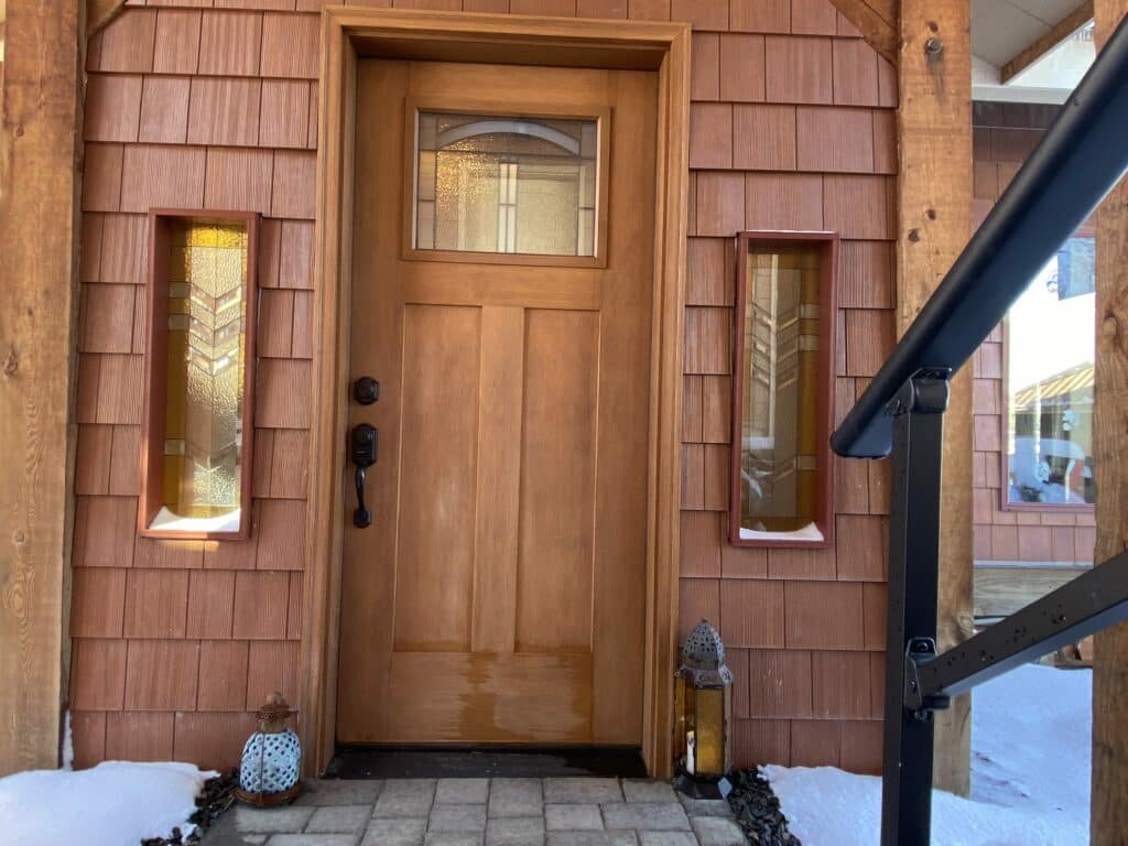 Stained Glass Sealed with tempered glass, that replaced clients existing side glass windows.