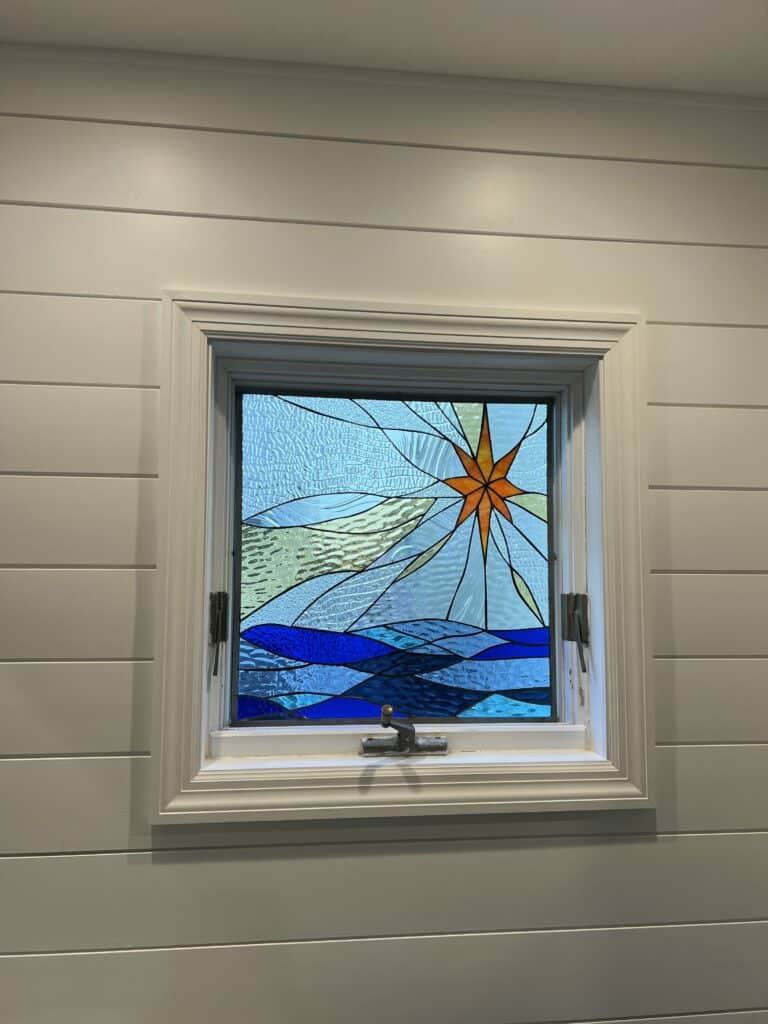 Breathtaking Stained Glass Windows Installed in a Bathroom
