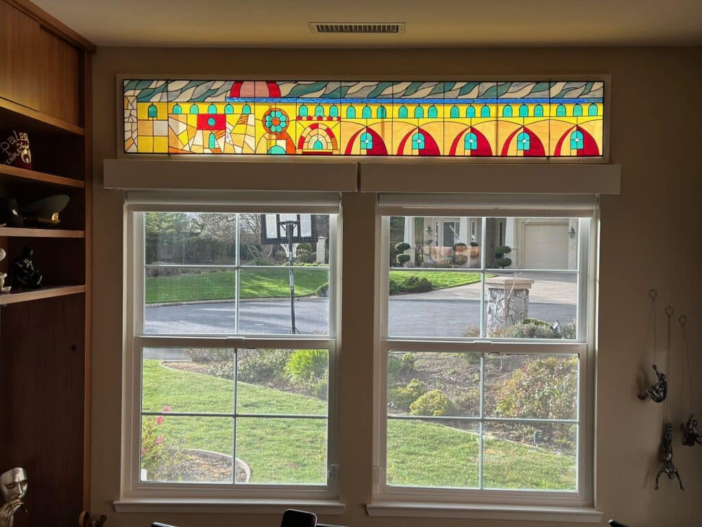 Elegant and colorful Transom Window Installed
