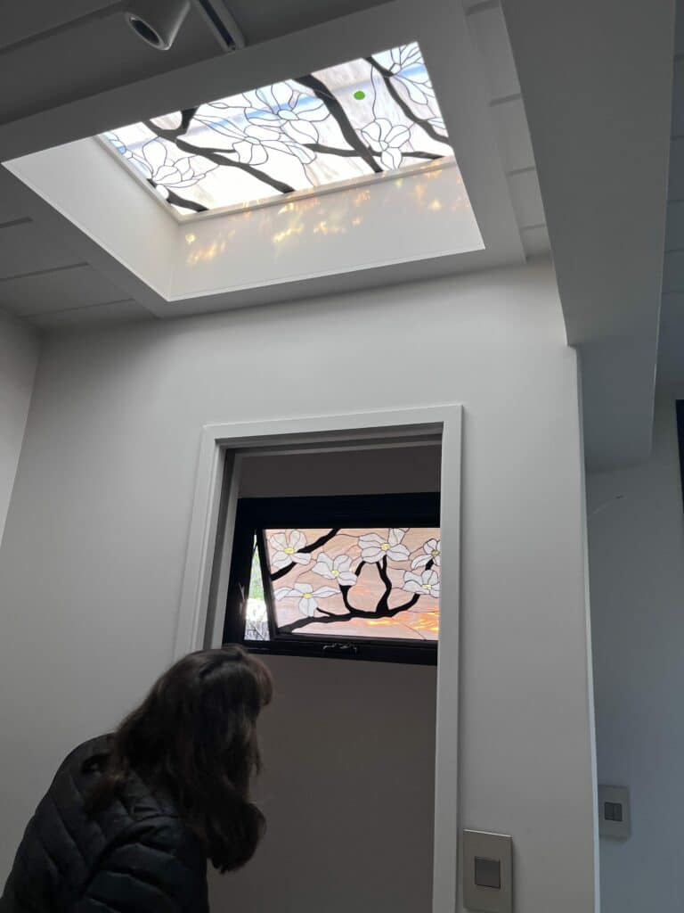 Harmonious Stained Glass: Bathroom and Ceiling Installation