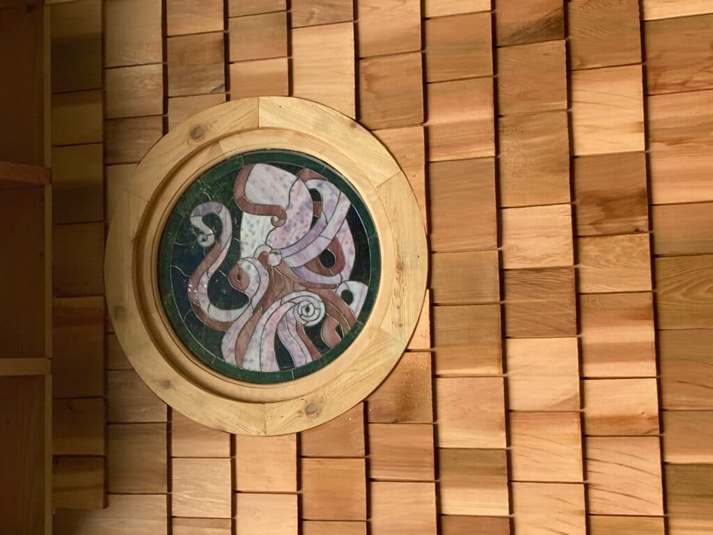 Rounded Octopus Stained Glass Installed