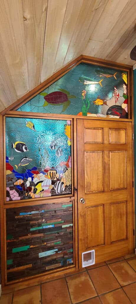 Sealife Stained Windows Installed around a door