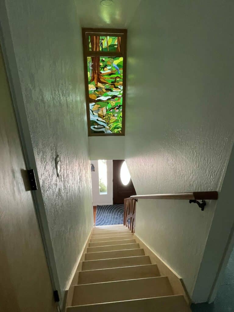 Before and After - replacing hand rail at top of stairwell