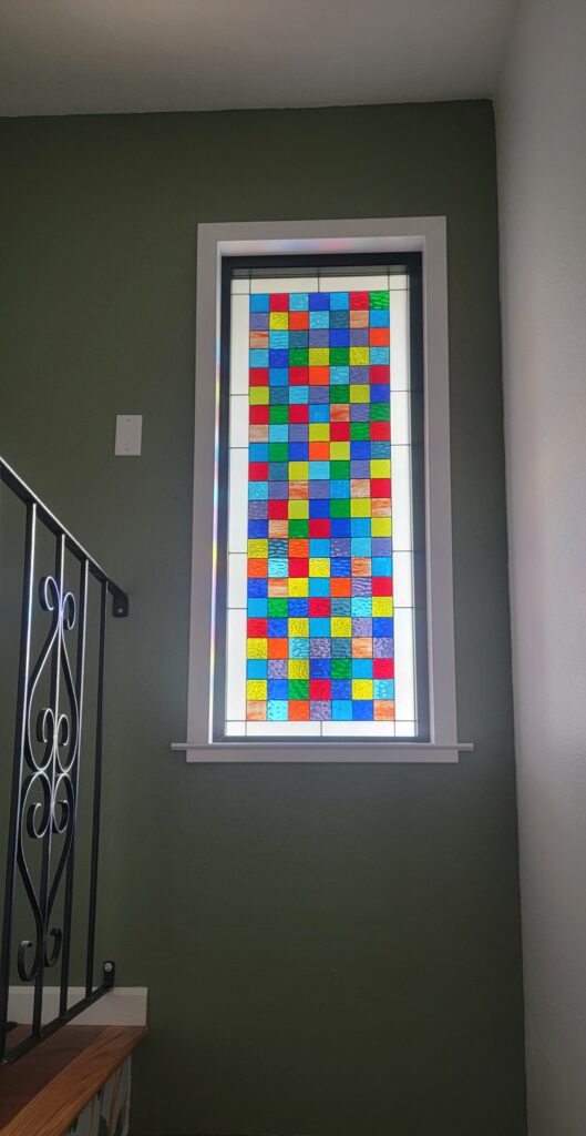 Stained glass colored squares Installed