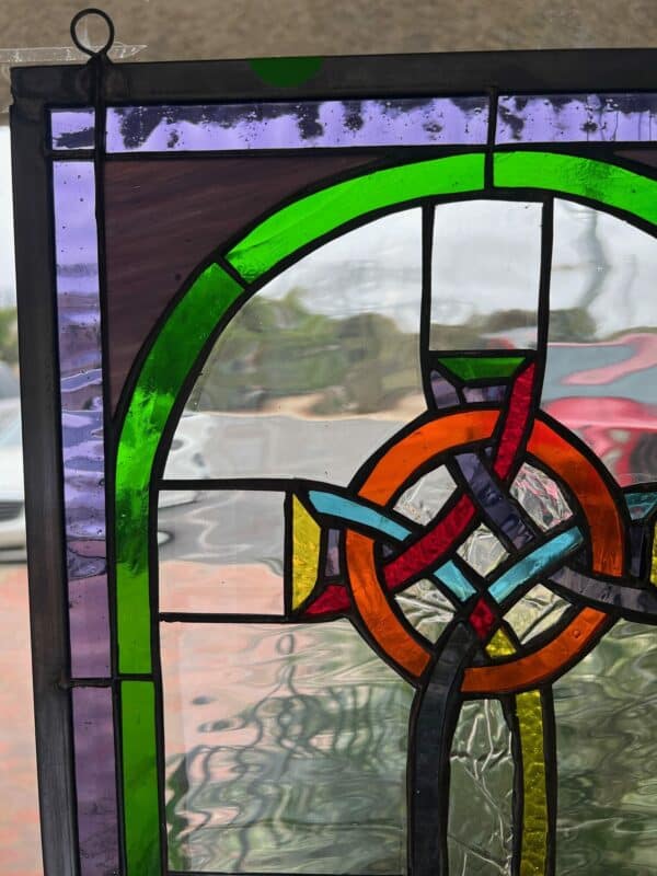 Vibrant Gothic Cross Stained Glass Window