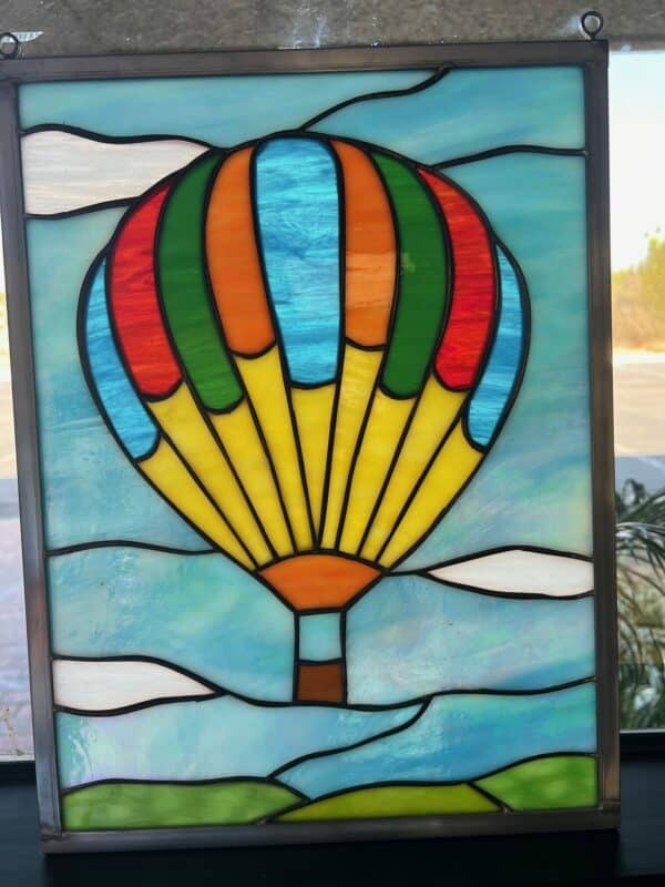 Stained Glass Hot Air Ballon Iridescent Window Panel