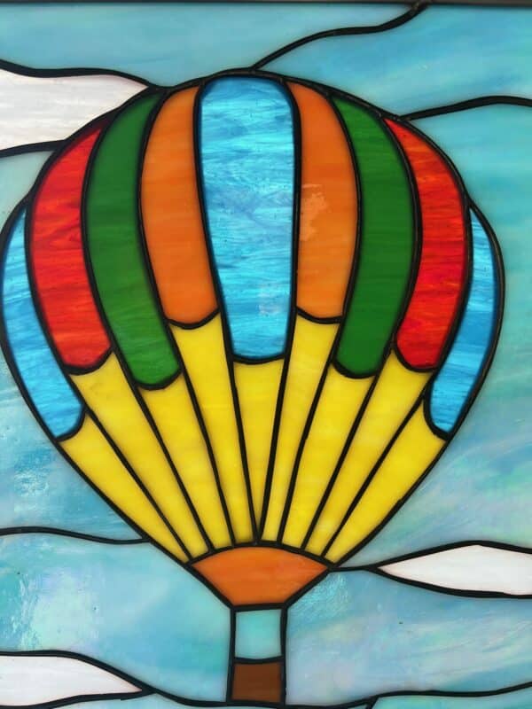 Stained Glass Hot Air Ballon Iridescent Window Panel
