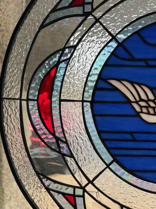 Elegant Descending Dove Stained Glass Window