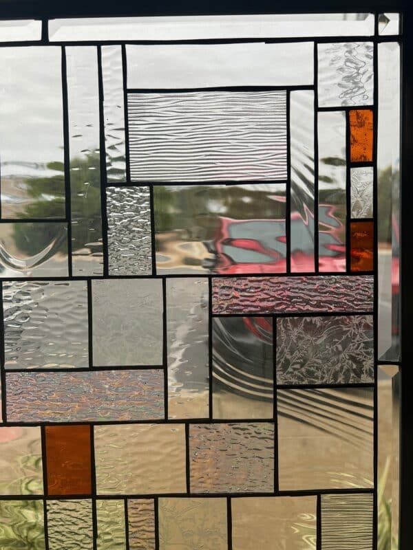 Beautiful Geometric Squares Stained Glass Window Panel