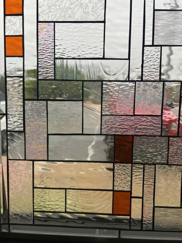 Beautiful Geometric Squares Stained Glass Window Panel