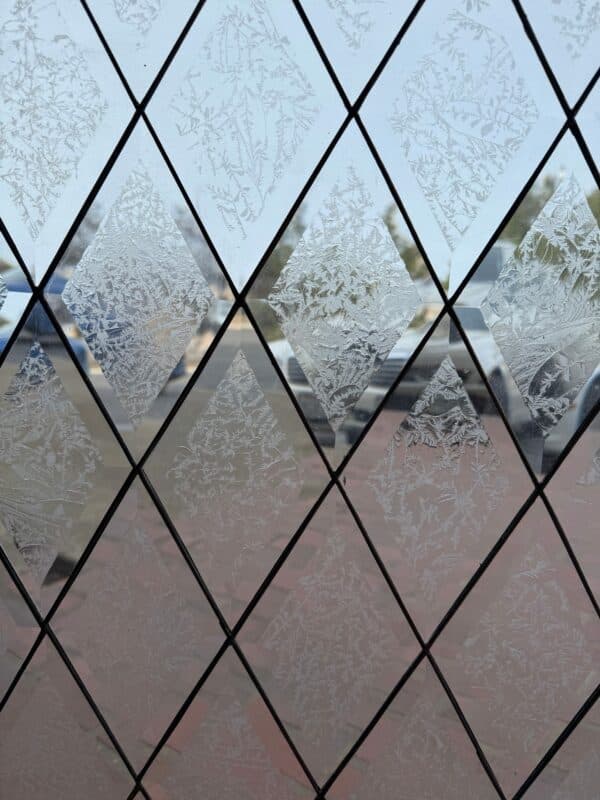 Frosted Beveled Diamond Leaded Window