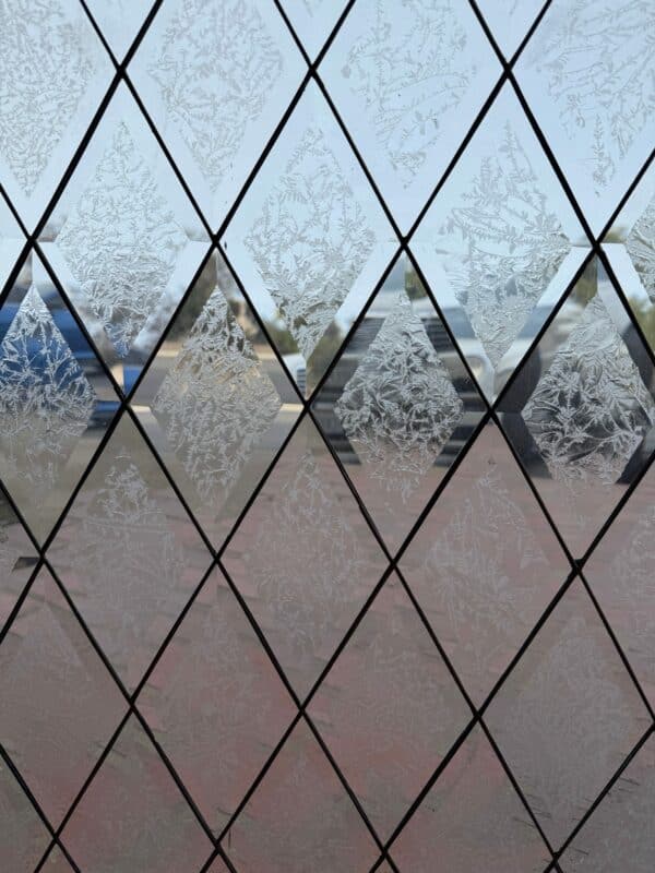 Frosted Beveled Diamond Leaded Window