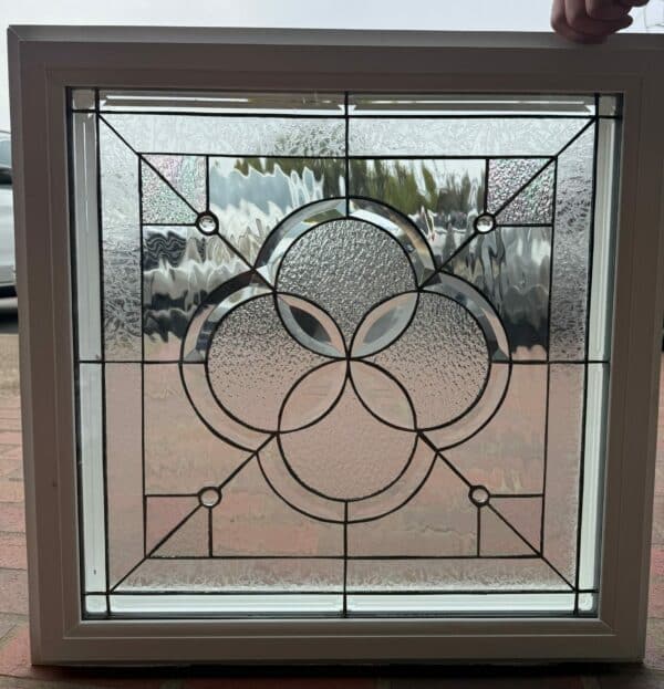 The Orinda Beveled Glass Window Fully Vinyl Framed & Insulated