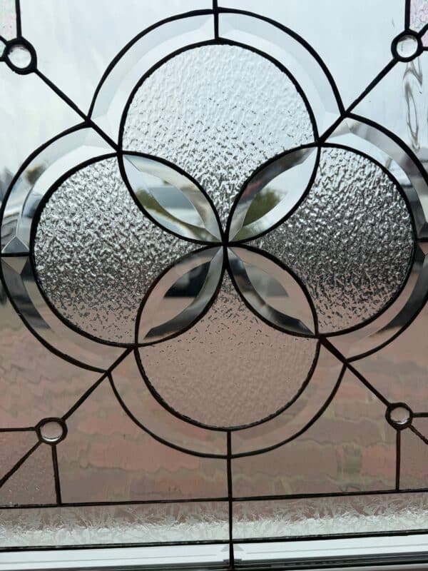 The Orinda Beveled Glass Window Fully Vinyl Framed & Insulated