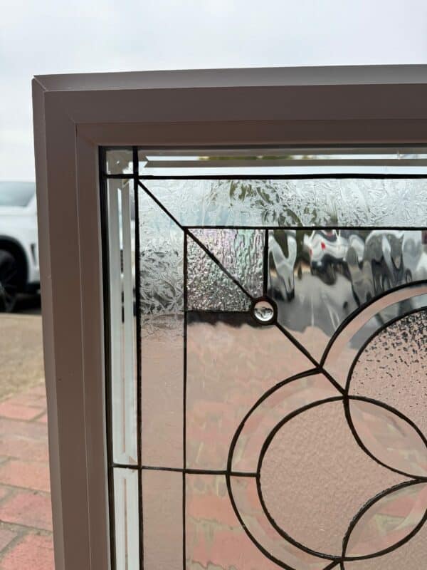 The Orinda Beveled Glass Window Fully Vinyl Framed & Insulated