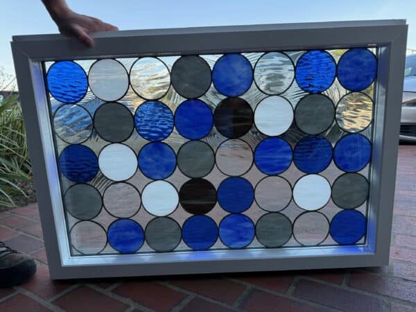 Stained Glass Colored Circles Vinyl Framed & Insulated Window