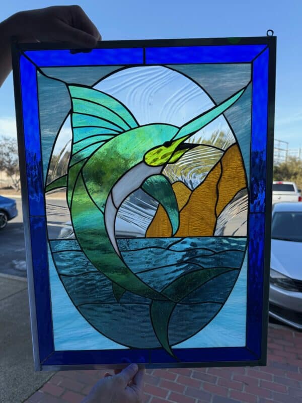 Thrashing Marlin In Cabo San Lucas Stained Glass Window