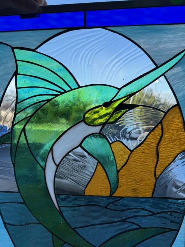 Thrashing Marlin In Cabo San Lucas Stained Glass Window
