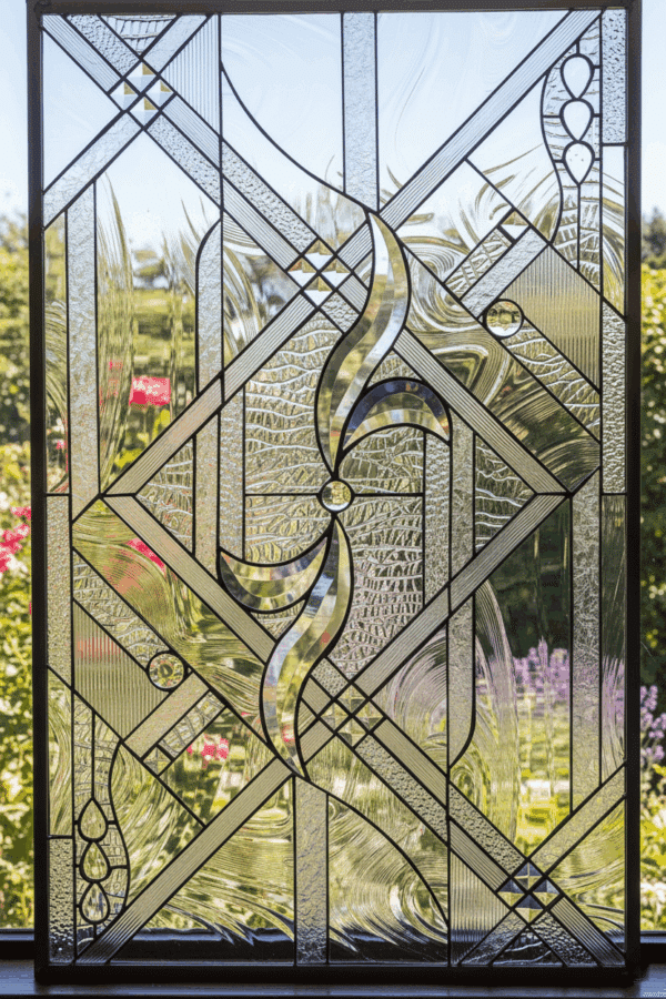 The Beveled Ribbon Leaded Stained Glass Window Panel