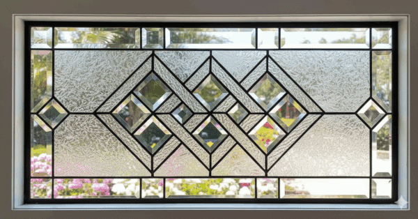 All Clear Beveled Trio Stained Glass Window Panel