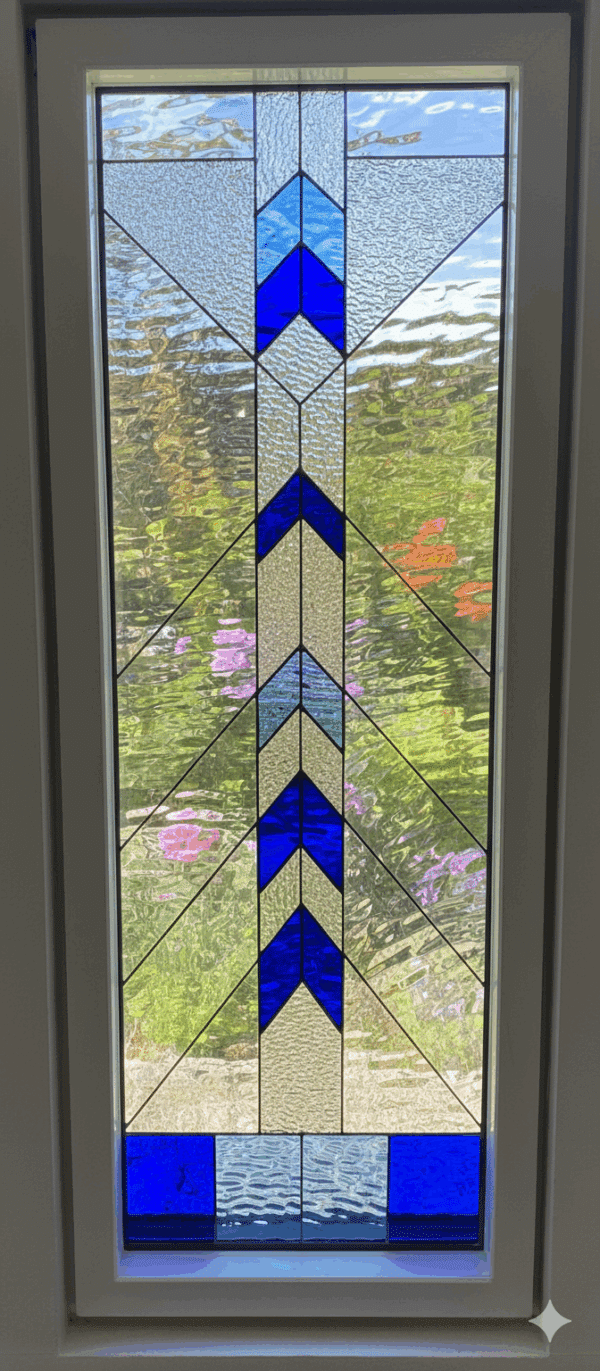 Simple Craftsman Mission Style Stained Glass Window Vinyl Framed, Insulated & Triple Paned