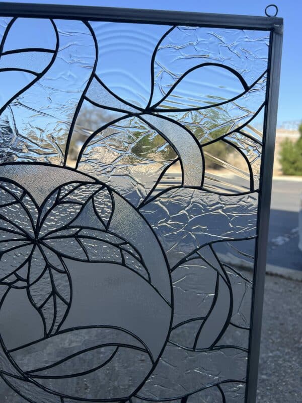 Abstract Palm Tree Stained Glass Window Panel