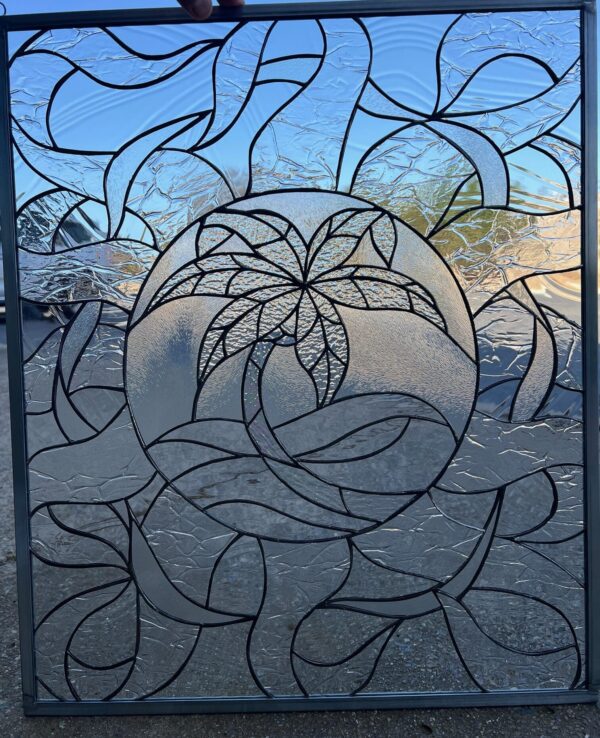 Abstract Palm Tree Stained Glass Window Panel