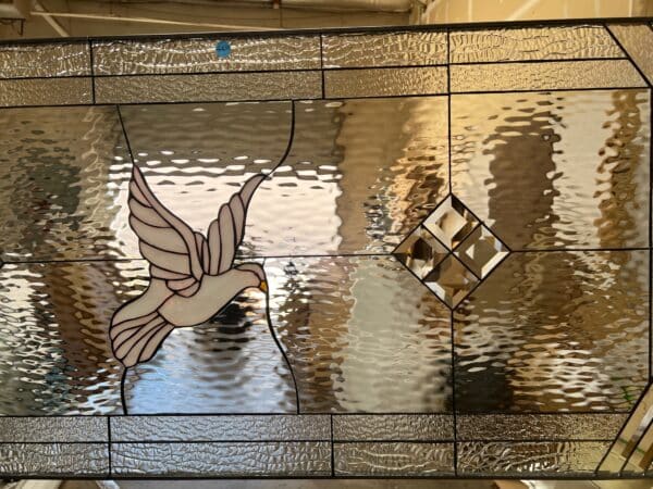 Dove With Beveled Diamonds Stained Glass Window Panel