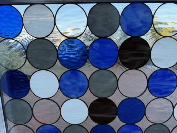 Install ready! Vinyl Framed and Insulated Stained Glass Colored Circles Window
