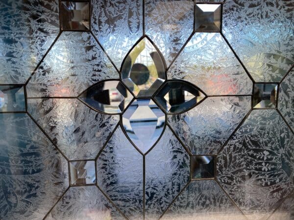Simple & Elegant!! The "Ventura" Stained and Beveled Glass Window (Insulated In Tempered Glass & Vinyl Framed)