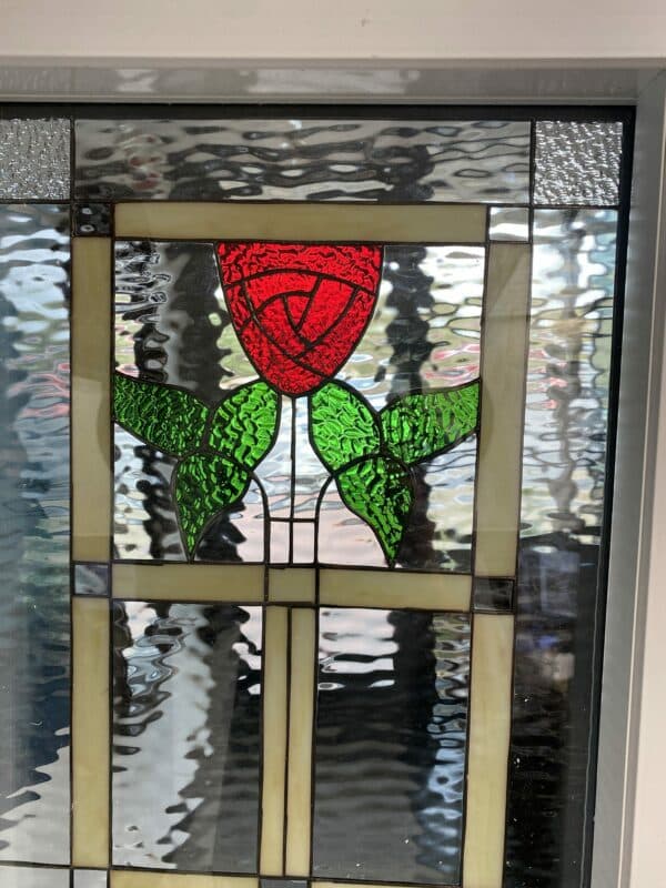 The English Flower Stained Glass Window Vinyl Framed, Insulated & Triple Paned