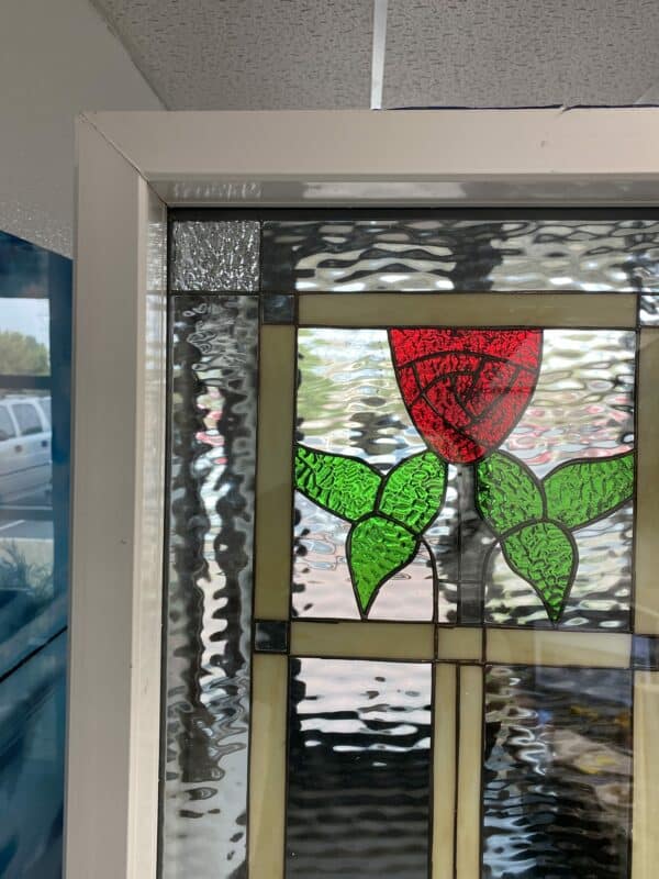 The English Flower Stained Glass Window Vinyl Framed, Insulated & Triple Paned